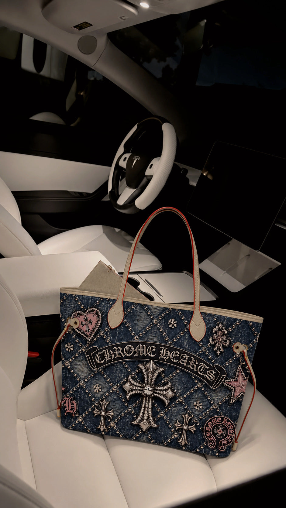 Denim Heart Tote Bag