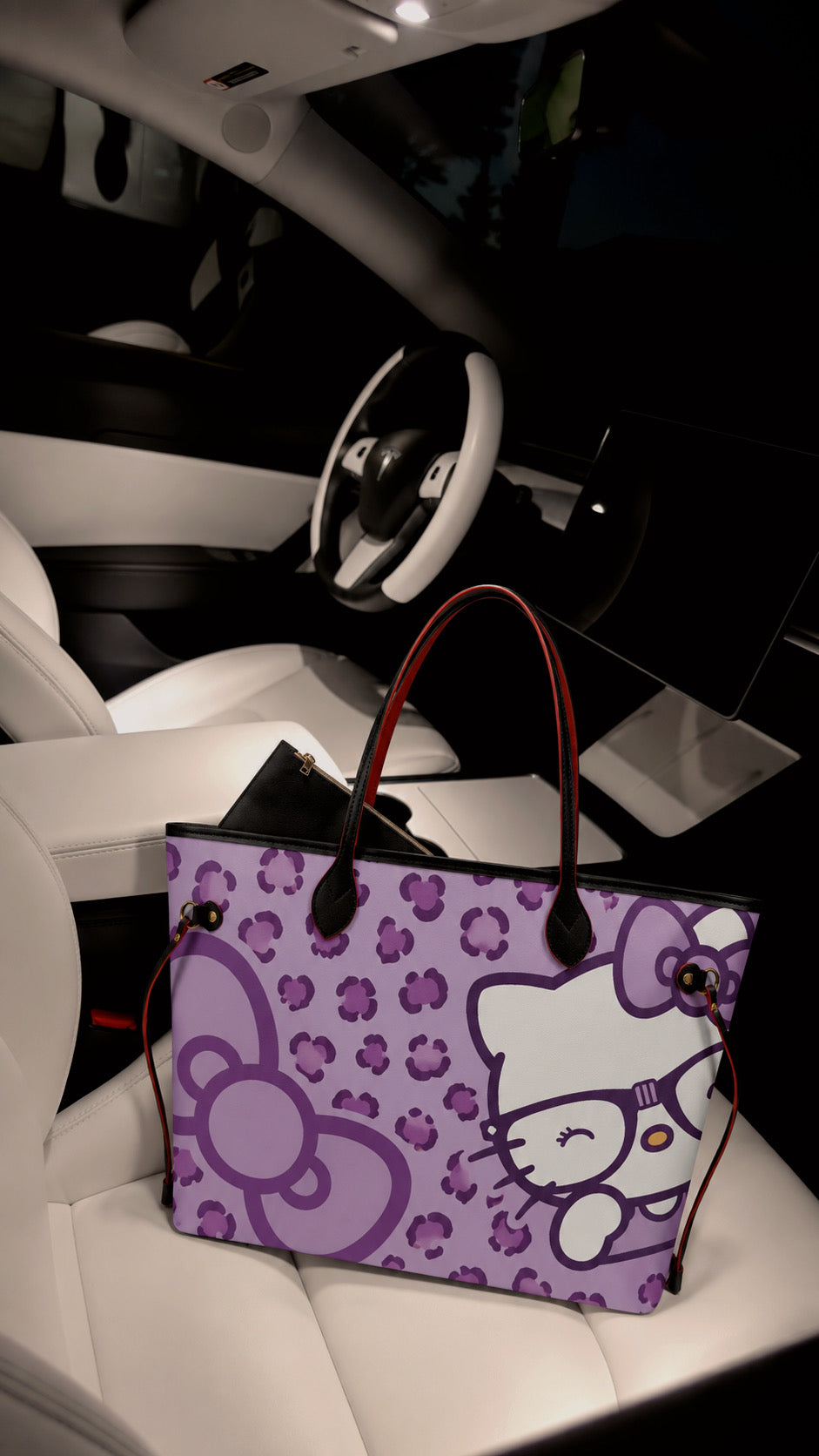 Nerdy Cat Tote Bag Purple