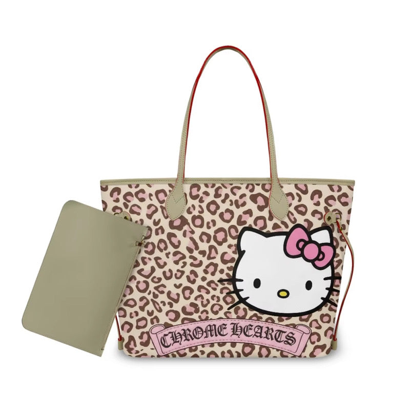 HK Chrome Heart Print Tote Bag