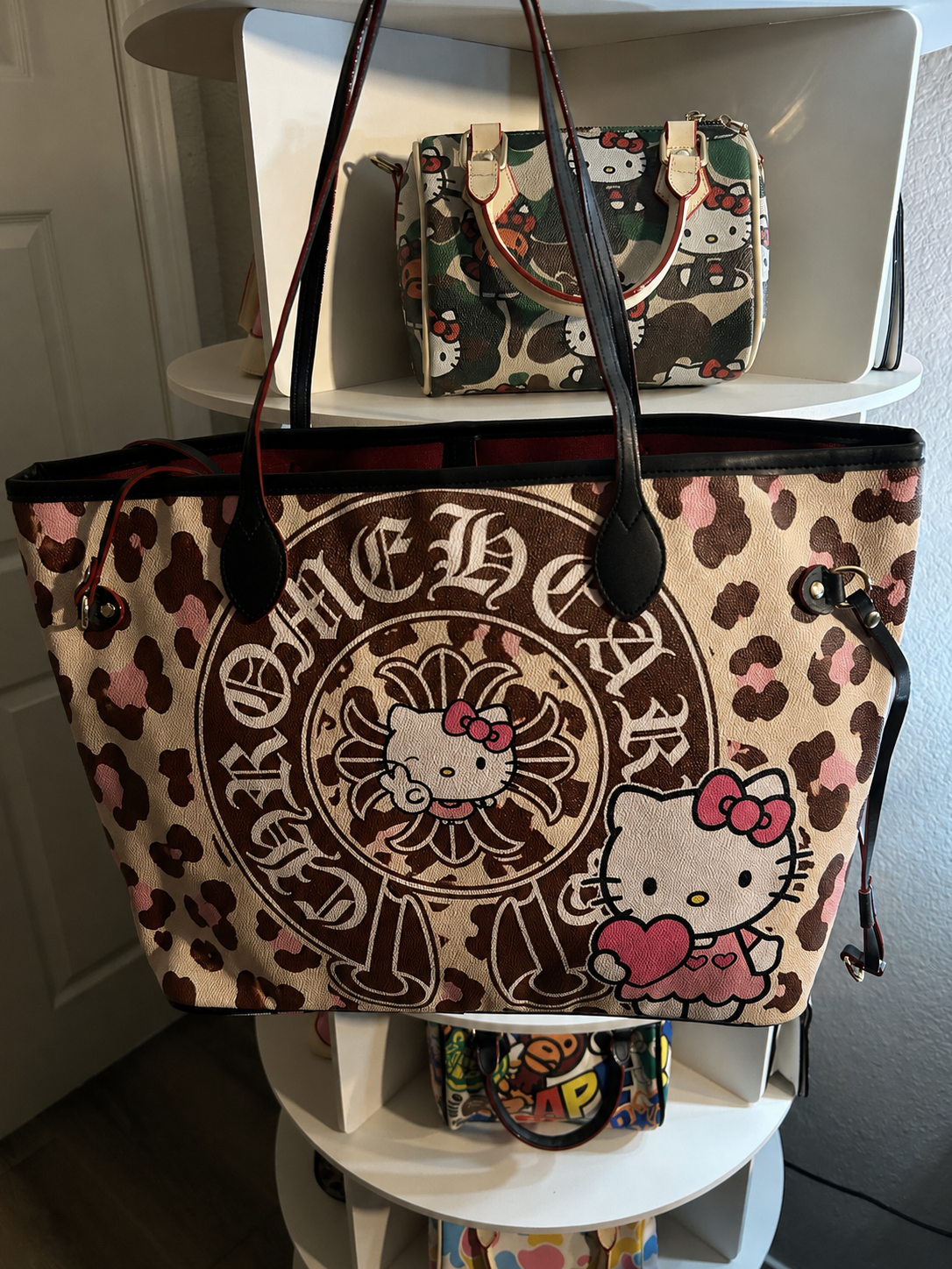 Brown Chrome Kitty Tote Bag