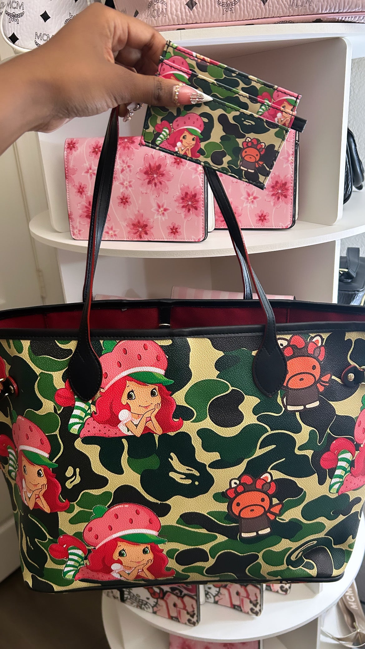 Strawberry Camo Tote Bag