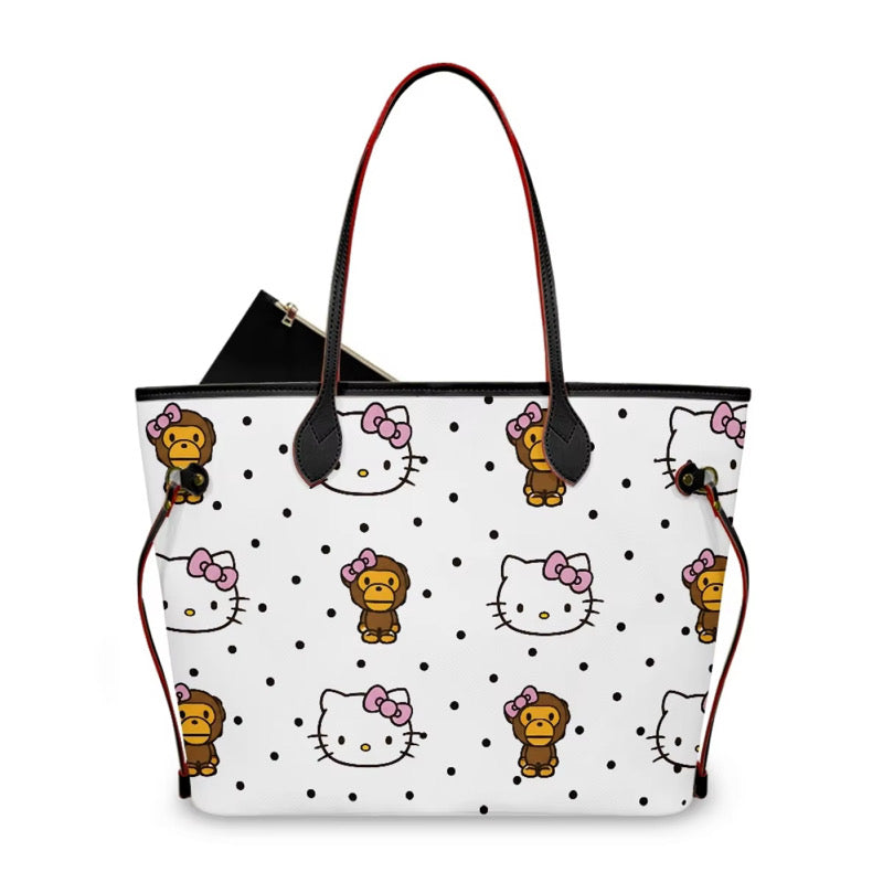 Polka Dot Kitty Tote Bag